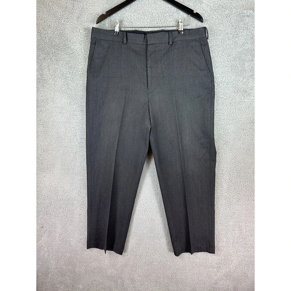 Eddie Bauer Pants Mens 40x30 Gray Wool Dress Slacks Classic Fit Business Formal
